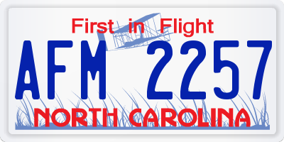 NC license plate AFM2257