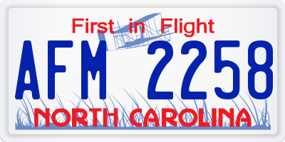 NC license plate AFM2258