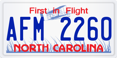 NC license plate AFM2260