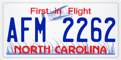 NC license plate AFM2262