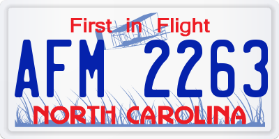 NC license plate AFM2263
