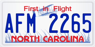 NC license plate AFM2265