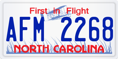 NC license plate AFM2268