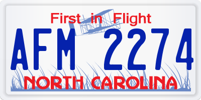 NC license plate AFM2274