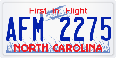 NC license plate AFM2275