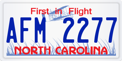 NC license plate AFM2277