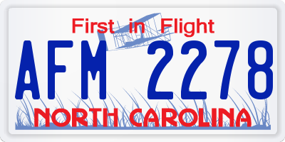 NC license plate AFM2278