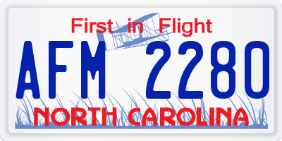 NC license plate AFM2280