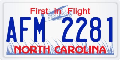 NC license plate AFM2281