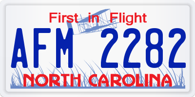 NC license plate AFM2282