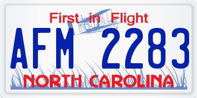 NC license plate AFM2283
