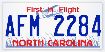 NC license plate AFM2284