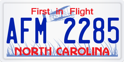 NC license plate AFM2285