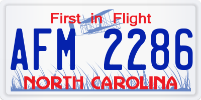 NC license plate AFM2286