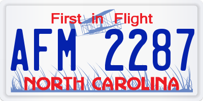 NC license plate AFM2287