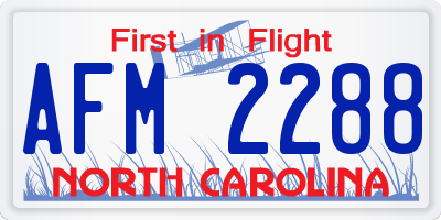 NC license plate AFM2288