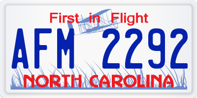 NC license plate AFM2292