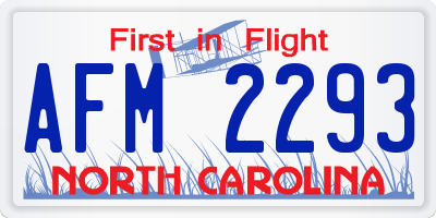 NC license plate AFM2293