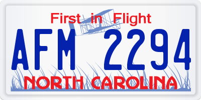 NC license plate AFM2294