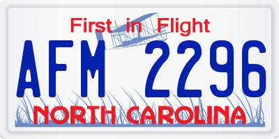 NC license plate AFM2296