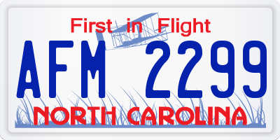 NC license plate AFM2299