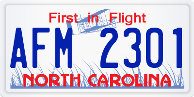 NC license plate AFM2301