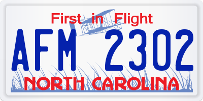 NC license plate AFM2302