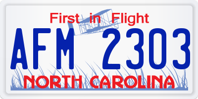 NC license plate AFM2303