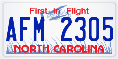 NC license plate AFM2305