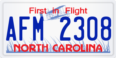 NC license plate AFM2308