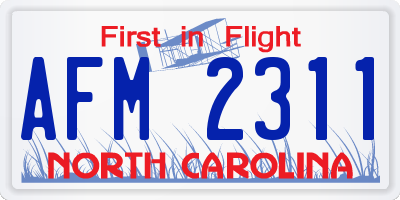 NC license plate AFM2311