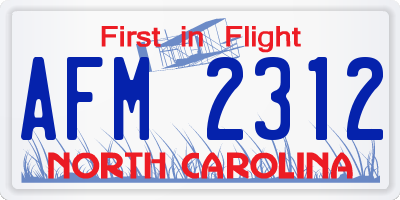 NC license plate AFM2312