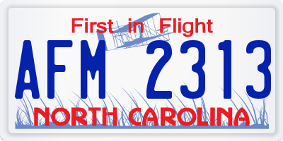 NC license plate AFM2313
