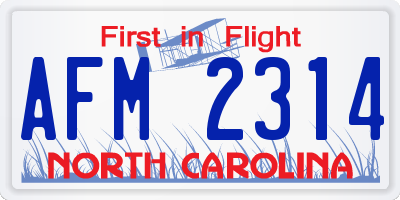 NC license plate AFM2314