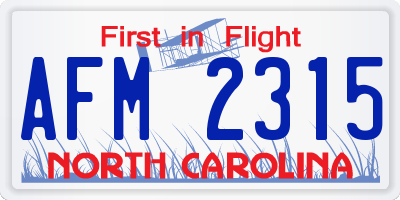 NC license plate AFM2315