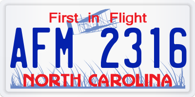NC license plate AFM2316