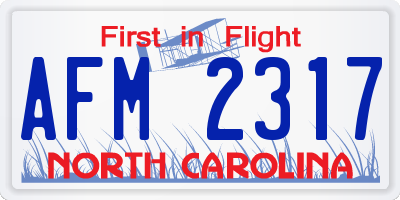NC license plate AFM2317