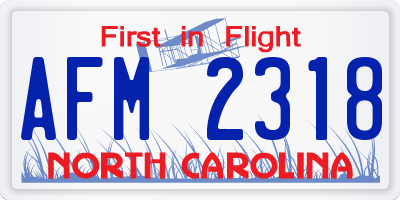 NC license plate AFM2318