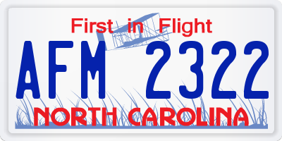 NC license plate AFM2322