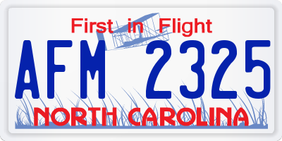 NC license plate AFM2325
