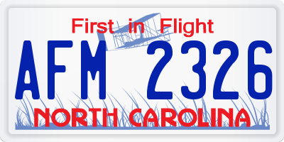 NC license plate AFM2326
