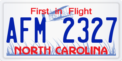 NC license plate AFM2327
