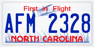 NC license plate AFM2328