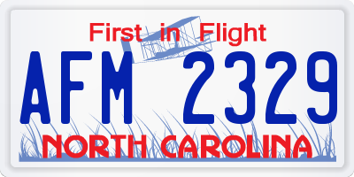 NC license plate AFM2329