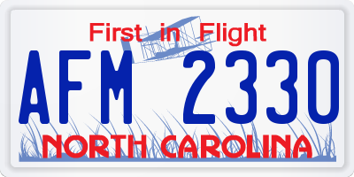 NC license plate AFM2330