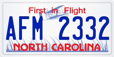 NC license plate AFM2332