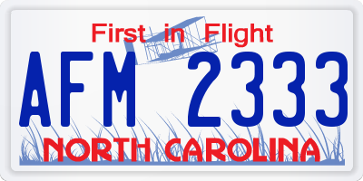NC license plate AFM2333