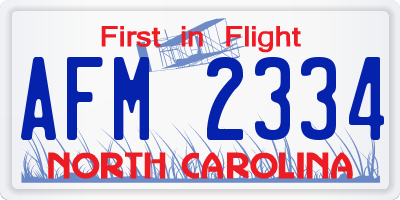 NC license plate AFM2334