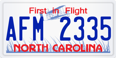NC license plate AFM2335