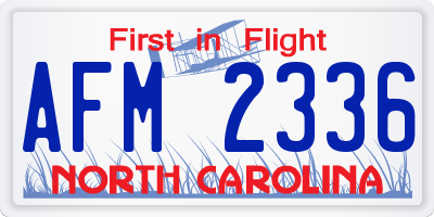 NC license plate AFM2336